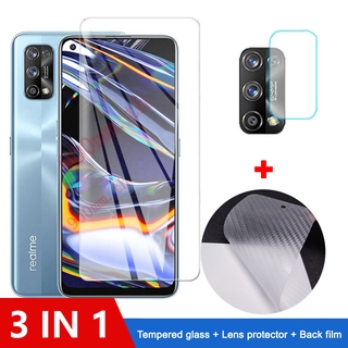 3-in-1 ฟิล์มกระจก Realme 7 pro กระจกนิรภัย Realme 7 6i 5i 5s 6 Pro Realme C12 C15 C11 C3 ป้องกันหน้าจอ ฟิล์มกระจกกันเลนส์กล้อง &amp; ฟิล์มหลัง