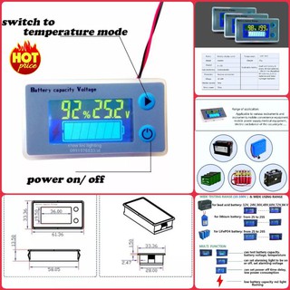 วัดโวลท์ ดิจิตอลมัลติมิเตอร์ เปอร์เซ็นต์แบตเตอรี่  DC 9-100V Voltmeter digital วัดโวลต์ มิเตอร์วัดไฟดิจิตอล