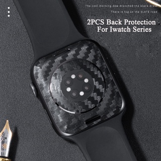 สติกเกอร์ฟิล์มคาร์บอนไฟเบอร์ ป้องกันด้านหลัง สําหรับ Apple Watch Series 3 4 5 6 7 SE 38 มม. 40 มม. 41 มม. 42 มม. 44 มม. 45 มม. 1 2 ชิ้น
