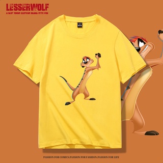 Ychenysss Shop เสื้อยืดแขนสั้น ผ้าฝ้ายแท้ ระบายอากาศ พิมพ์ลายอนิเมะ the lion king the lion king timon แฟชั่นฤดูร้อน สํา