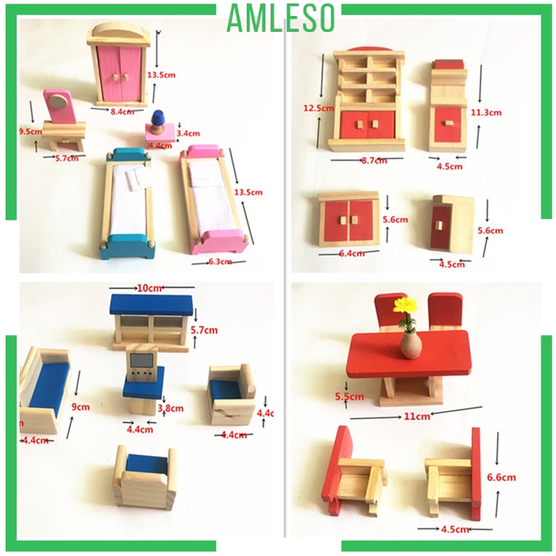 amleso-เฟอร์นิเจอร์ไม้จิ๋ว-หลากสี-สําหรับตกแต่งบ้านตุ๊กตา-ห้องนั่งเล่น-ห้องรับประทานอาหาร-25-5x10x22-5cm