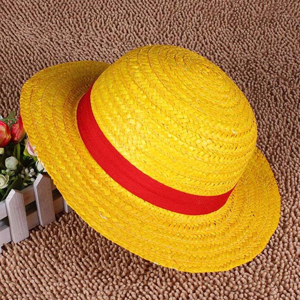 คอสเพลย์การ์ตูนวันพีช Props หมวกอนิเมะลูฟฟี่หมวกฟางชายหาด Strawhat ฮาโลวีนของขวัญ