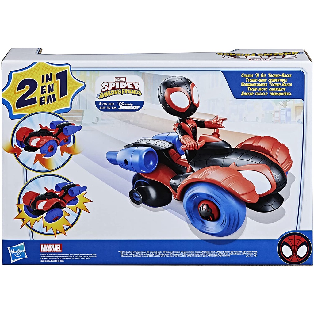 marvel-spidey-and-his-amazing-friends-change-n-go-techno-racer-vehicle-and-miles-morales-spider-man-4-inch-action-figure-f1945-ฟิกเกอร์-marvel-spidey-and-his-amazing-friends-change-n-go-techno-racer-v