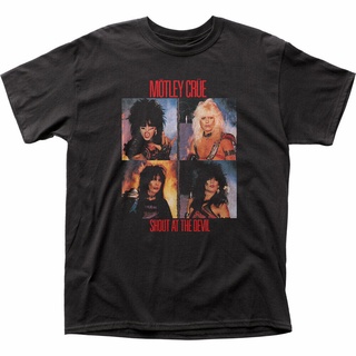 ขายดี!เสื้อยืดผ้าฝ้าย พิมพ์ลาย Motley Crue Panels Licensed Rock N Roll Shout At The Devil สีดํา สําหรับผู้ชาย Kpaab23Lec