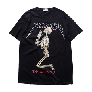 [S-5XL] Yeezus Kanye West Skeleton เสื้อเชิ้ต สไตล์วินเทจ คุณภาพดี สําหรับผู้ชาย