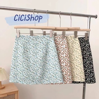 สินค้า Cicishop(2161)กระโปรงทรงเอเอวสูง ลายดอกไม้ ดีไซน์สวย แมทซ์ง่ายๆก็สวยได้  สไตล์วินเทจ