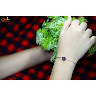 925 Sterling Silver bracelet สร้อยข้อมือเงินแท้ x Amethyst  8 mm.