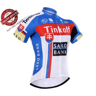 เสื้อกีฬาแขนสั้น ลาย Tinkoff SAXO สําหรับขี่จักรยานเสือภูเขา