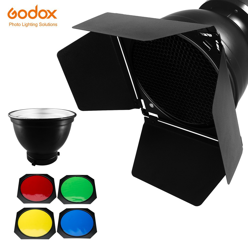 Godox BD04 Barn Door Grid 4 color Filter + Bowens Mount Reflector Shopee Thailand