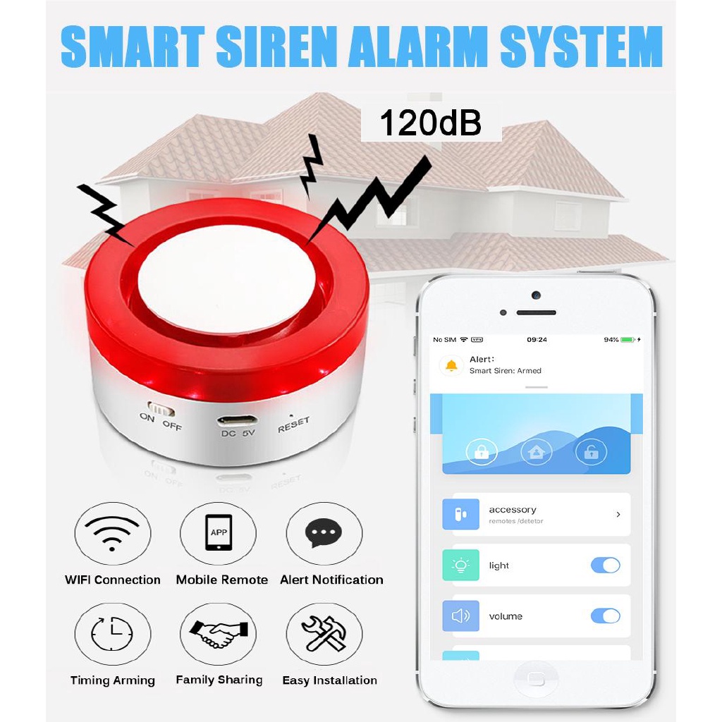 ส่งไวจากไทย-daytech-home-security-alarm-system-ระบบเตือนภัยบ้านไร้สาย-wifi-สมาร์ทไซเรน-tuya-app-ควบคุม-wifi07