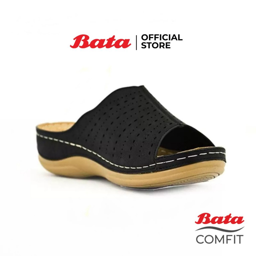 bata-comfit-รองเท้าเพื่อสุขภาพ-แบบสวม-เสริมส้น-สูง-1-นิ้ว-รองรับน้ำหนักเท้าได้ดี-สีดำ-รหัส-6616330-ladiescomfort-fashion