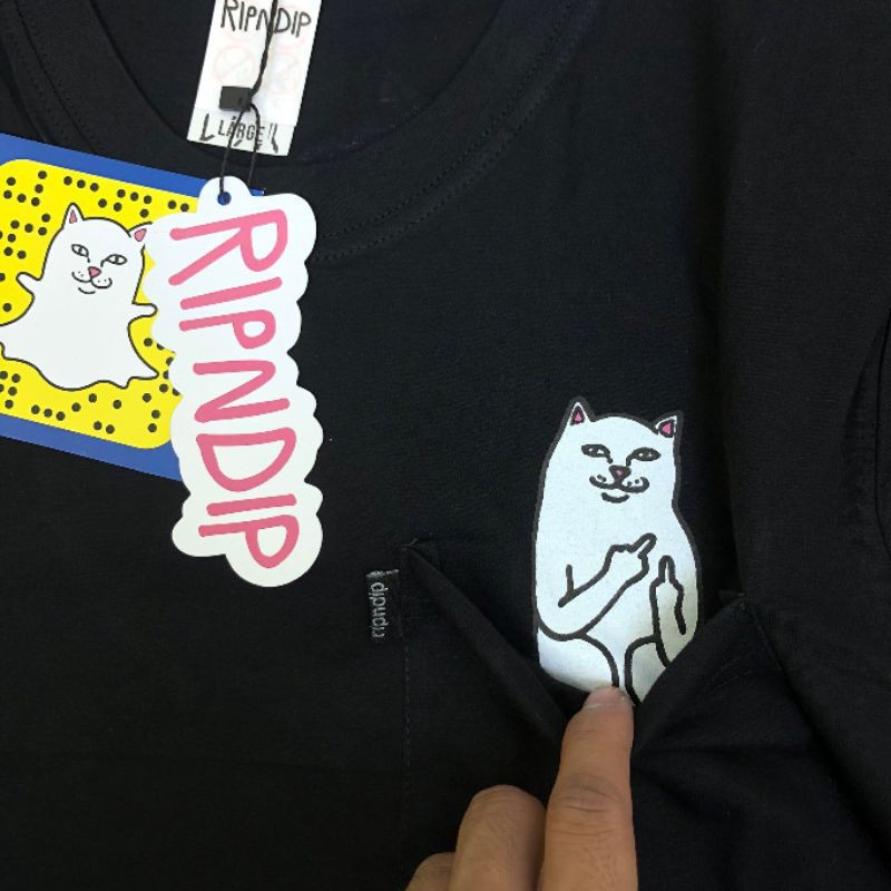 เสื้อยืด-พิมพ์ลาย-lord-nermal-black-white-ripndip-พรีเมี่ยม