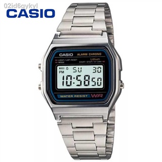 Casio นาฬิกาข้อมือผู้ชาย สายสแตนเลส รุ่น A158WA-1DF - สีเงิน