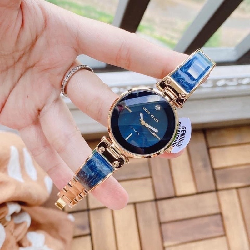 นาฬิกา-anne-klein-watch-หน้าปัดกลม-สีน้ำเงิน-กรมท่า-34-mm