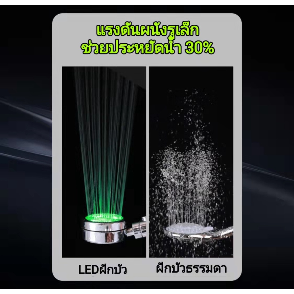 ฝักบัวอาบน้ำมีไฟled-เปลี่ยนได้-7สี-ฝักบัวแรงดันเทอร์โบ-ฝักบัวเปลี่ยนสีตามอุณหภูมิน้ำฝักบัวหมุนได้360องศ-ฝักบัวแรงดันสูง