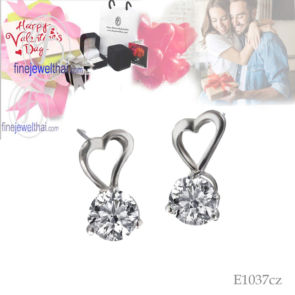 finejewelthai-ต่างหู-ต่างหูเพชรcz-ต่างหูเงินแท้-diamond-cz-silver-earring-valentine-gift102