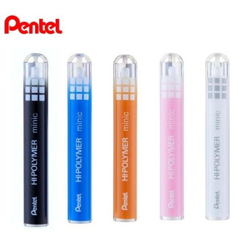 Stylo Gomme Pentel Minic ZE82 - Format Compact, Gomme Blanche Précise 6.8 Mm, Corps Orange