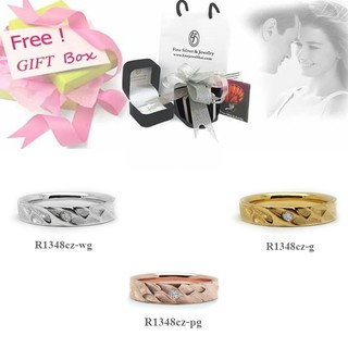 Finejewelthai แหวน-แหวนเพชรCZ-แหวนเงินแท้-ชุบทอง-R1348cz (ราคาต่อวง เลือกสีตัวเรือนได้)