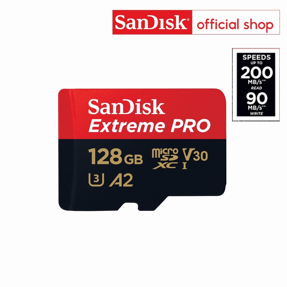 ราคาและรีวิวSanDisk Extreme Pro microSDXC 128GB A2 (SDSQXCD-128G-GN6MA) ความเร็วสูงสุด อ่าน 200MB/s เขียน 90MB/s