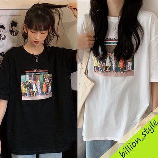 STYLE 🔥พร้อมส่ง🔥6785*เสื้อยืดผู้หญิงแฟชั่นใหม่ เสื้อยืดผญสวยๆ Oversize คอกลมแขนสั้น เสื้อผ้าสกรีนลาย เเนวสตรีท.