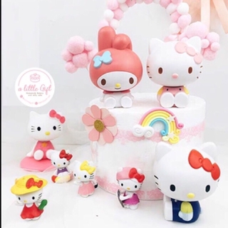 Hello Kitty &amp; My Melody Cake Topper KT Cat Figure Cake Ornaments Kids Birthday Party Decoration Ornaments