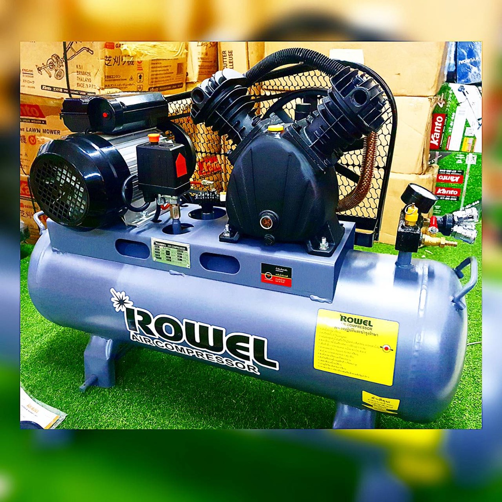 rowel-ปั๊มลมสายพาน-air-compressor-รุ่น-bv2051-65s-ความจุถัง-65-ลิตร-2hp-2ลูกสูบ-8บาร์-ปั๊มลม