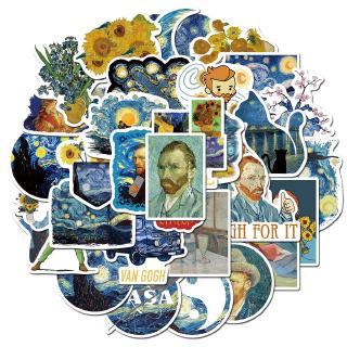 40 ชิ้น / ชุด Van Gogh Oil / Sunflower Motif สติ๊กเกอร์สําหรับติดตกแต่งโทรศัพท์มือถือ / แล็ปท็อป