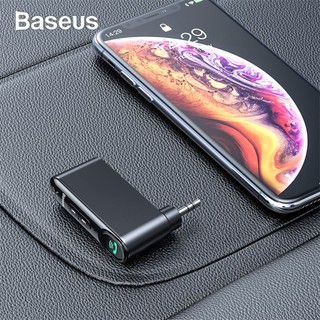 สินค้า baseus car aux บลูทูธ 5 . 0 อะแดปเตอร์ 3 . 5 มม. แจ็ครับสัญญาณเสียงแบบไร้สายสําหรับโทรศัพท์มือถือลําโพง