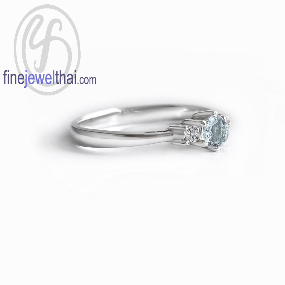 finejewelthai-แหวนอะความารีน-แหวนเงินแท้-แหวนพลอย-พลอยประจำเดือนเกิด-aquamarine-birthstone-silver925-ring-r1182aq