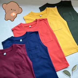 KIDS เสื้อเด็กแขนกุด Size S-XL อายุ 1-8 ปี คอกลม สีพื้น เสื้อกล้ามเด็ก ใส่ได้ทั้งเด็กชายและเด็กหญิง (TST3)