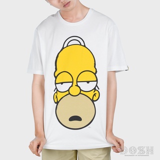 Tee DOSH:2XL-3XL เสื้อยืด คอกลม แขนสั้นผู้ชาย ลิขสิทธิ์พิมพ์ลาย THE SIMPSONS รุ่นFSIMT5022-WH