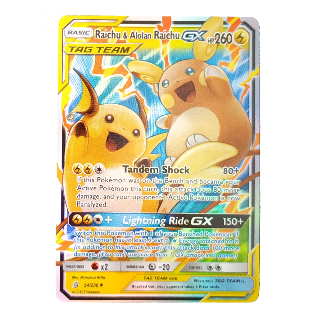 Raichu & Alolan Raichu Tag Team GX Card 54/236 ไรชู & อโลลา ไรชู Pokemon Card Shining Series