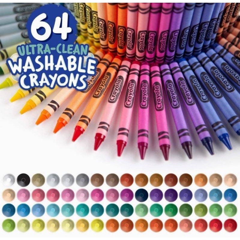 CRAYOLA 12/24/48/64 Ultra-Clean Washable Crayons สีเทียนปลอดสารพิษล้าง ...