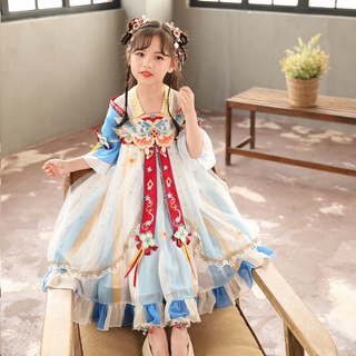 ชุดเสื้อผ้าเด็ก เครื่องแต่งกายสไตล์จีนในชีวิตประจำวัน เจ้าหญิงสไตล์จีน ชุดจีนโบราณ สง่างามและสง่างาม
