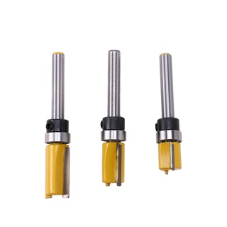 3Pcs 1/4 Inch Flush Trim Router Bit Pattern Bit Top &amp; Bottom Bearing 1/2 inch Blade Template Edge Wood Trimmer Cutter Carpenter