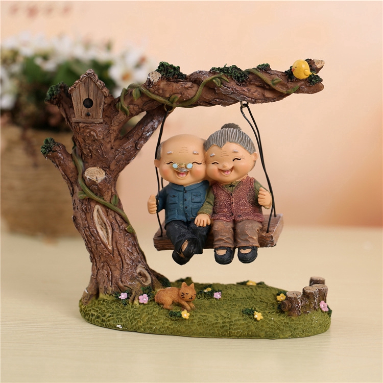 accompany-old-man-old-woman-swing-home-creative-desktop-gifts