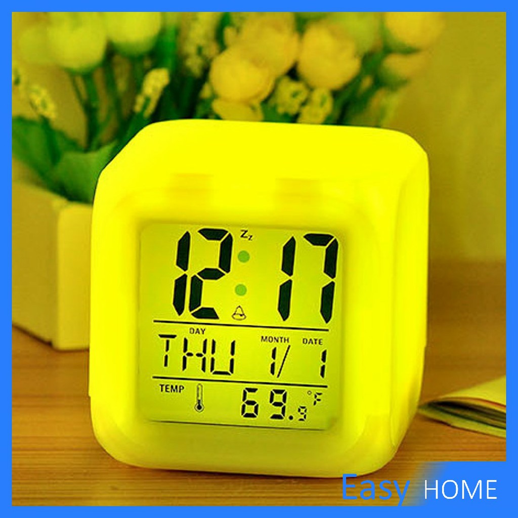 นาฬิกาทรงลูกเต๋า-ตั้งโต๊ะดิจิตอลพร้อมไฟ-led-แสดงเวลา-วันที่-เดือน-สัปดาห์-วัดอุณหภูมิได้-นาฬิกาปลุก-led-desk-clock