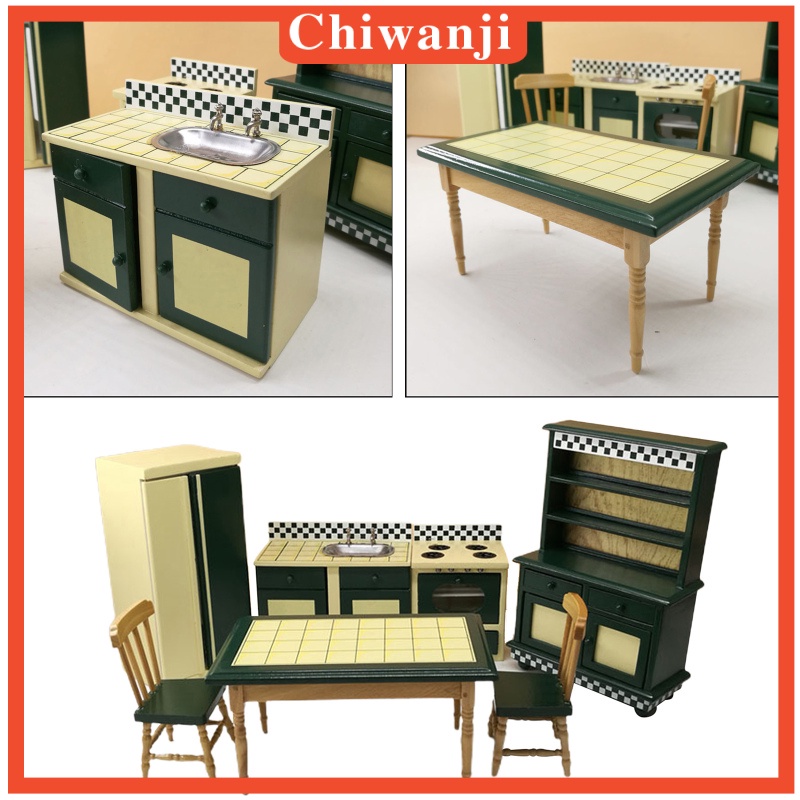 chiwanji-ชุดเฟอร์นิเจอร์ไม้จิ๋วสําหรับตกแต่งบ้านตุ๊กตา