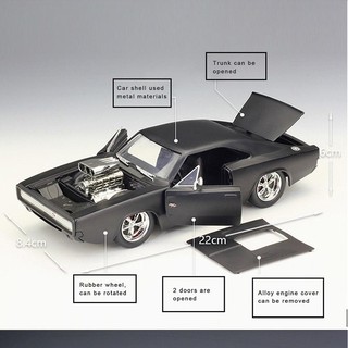 โมเดลรถยนต์ The Fast CAR MODEL Doms DOOGE CHARGER ทำจากเหล็ก สัดส่วน 1:24 ประตู ฝากระโปรง เปิดปิดได้เหมือนจริง #97174