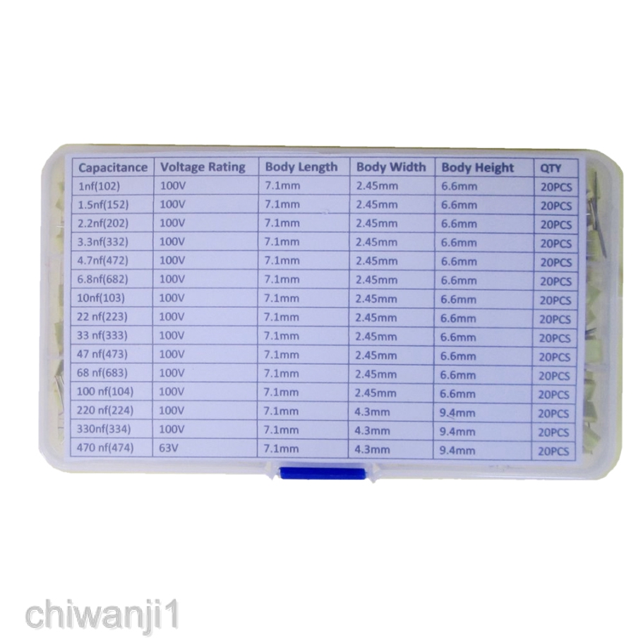 90pcs Electrolytic Capacitor Assortment Kit - 9 Values 16V 22uf To 3300uf