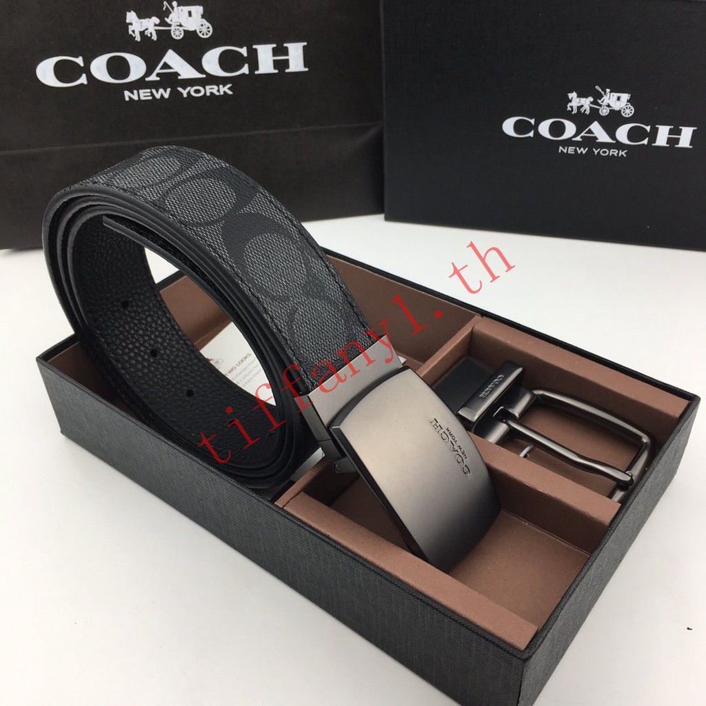 ภาพหน้าปกสินค้า100%ของแท้ COACH F64077 รูปแบบใหม่ ผู้ชายเข็มขัดหนัง เข็มขัดหนังวัวแท้ ส่วนที่เสริมบุคลิกภาพ