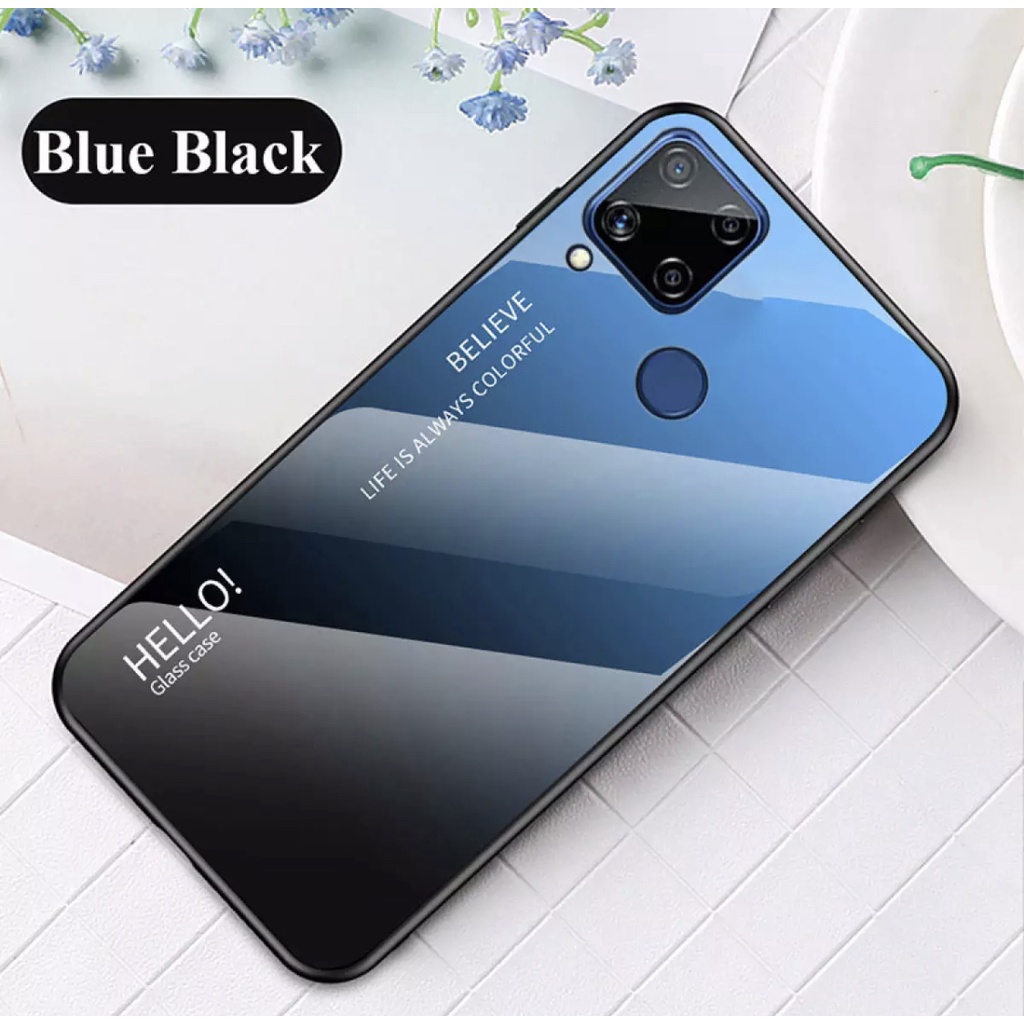 ส่งจากไทย Case Realme C21y เคสกระจกสองสี เคสกันกระแทก ขอบนิ่มกระจก 