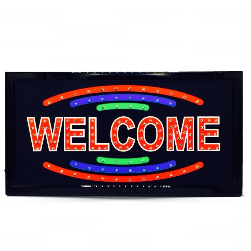 ป้ายไฟ LED WELCOME ขนาด48*25 ซม. ตัวอักษรไฟกระพริบ ตกแต่งหน้าร้าน LED ...