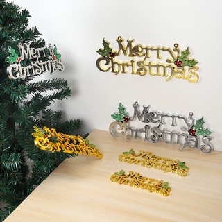 ป้ายสัญลักษณ์ PVC ลาย Merry Christmas 3D สีทอง สีเงิน 14 20 ซม. สําหรับแขวนตกแต่งบ้าน คริสต์มาส 1 ชิ้น