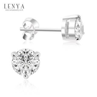สินค้า Lenya Jewelry ต่างหูเงินแท้ 925 ชุบโรเดียม ประดับด้วยเพชร DiamondLike