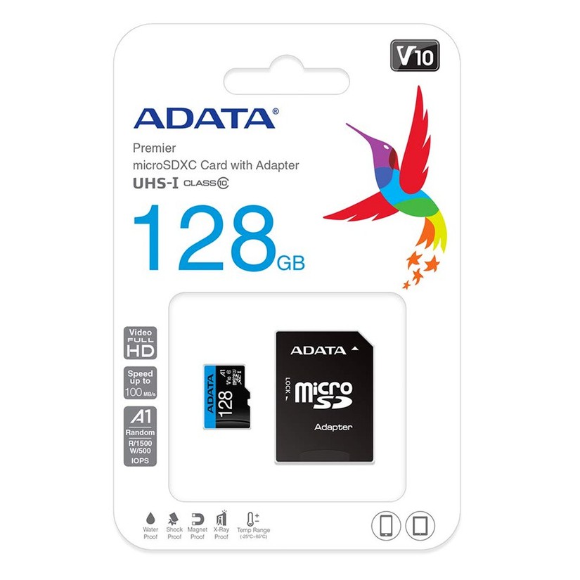 ภาพสินค้าAdata sd card 128Gb class10 Micro UHS-I (100MB/s) สำหรับ กล้องวงจรปิด ezviz , imou , vstarcam (ADT-DX128GUICL10A1) จากร้าน ohmpsp บน Shopee ภาพที่ 1