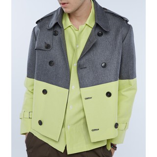 Color block dark gray herringbone with limelight jacket