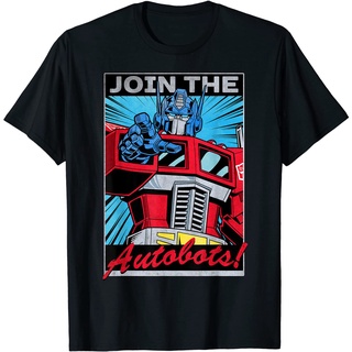 เสื้อยืดโอเวอร์ไซส์เสื้อยืด พิมพ์ลายโปสเตอร์ Transformers Optimus Prime Join The Autobots สําหรับผู้ชายS-3XL