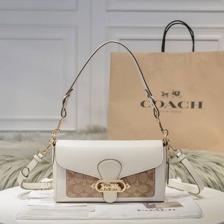 🇺🇸💯Coach SMALL JADE SHOULDER BAG WITH SIGNATURE CANVAS DETAIL (COACH 90782)