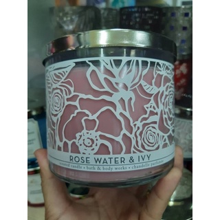 Bath &amp; Body Works Rose Water &amp; Ivy 3-Wick Candle 411g. ของแท้